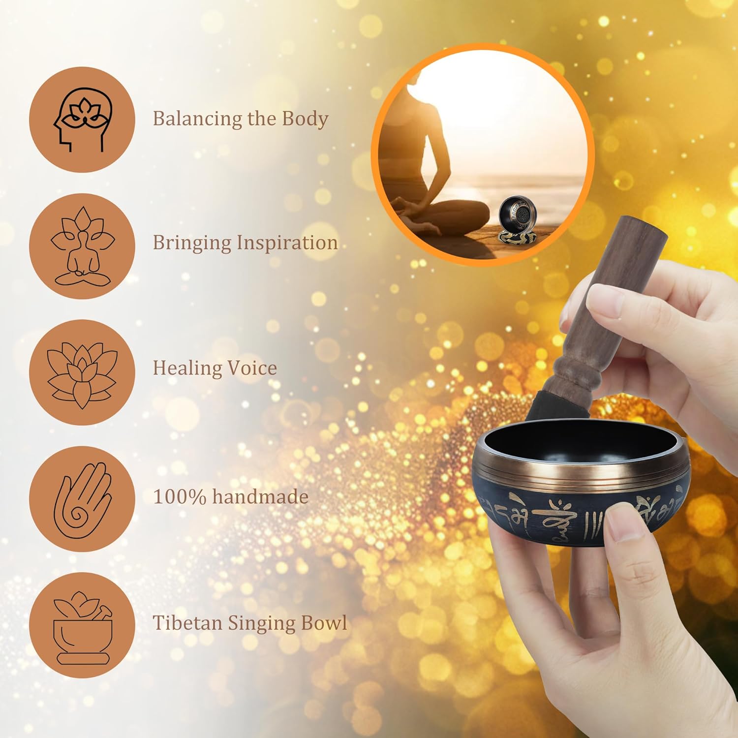 Tibetan Singing Bowl for Chakra Healing + Bonuses